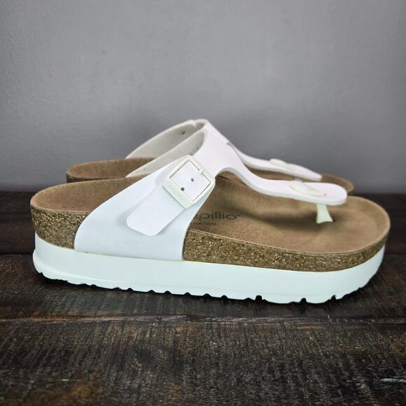 Papillio Gizeh Platform Womens 6 EU 37 Regular Leather Sandals White Vegan - Picture 1 of 10